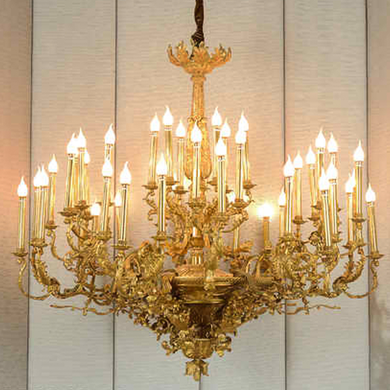 large big  exquisite french bronze brass villa royal palace chandelier  copper candle pendant lights with lamp holder  lighting