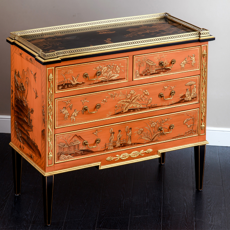 China supplier unique design antique handmade wood cabinet with 4 drawer for sale