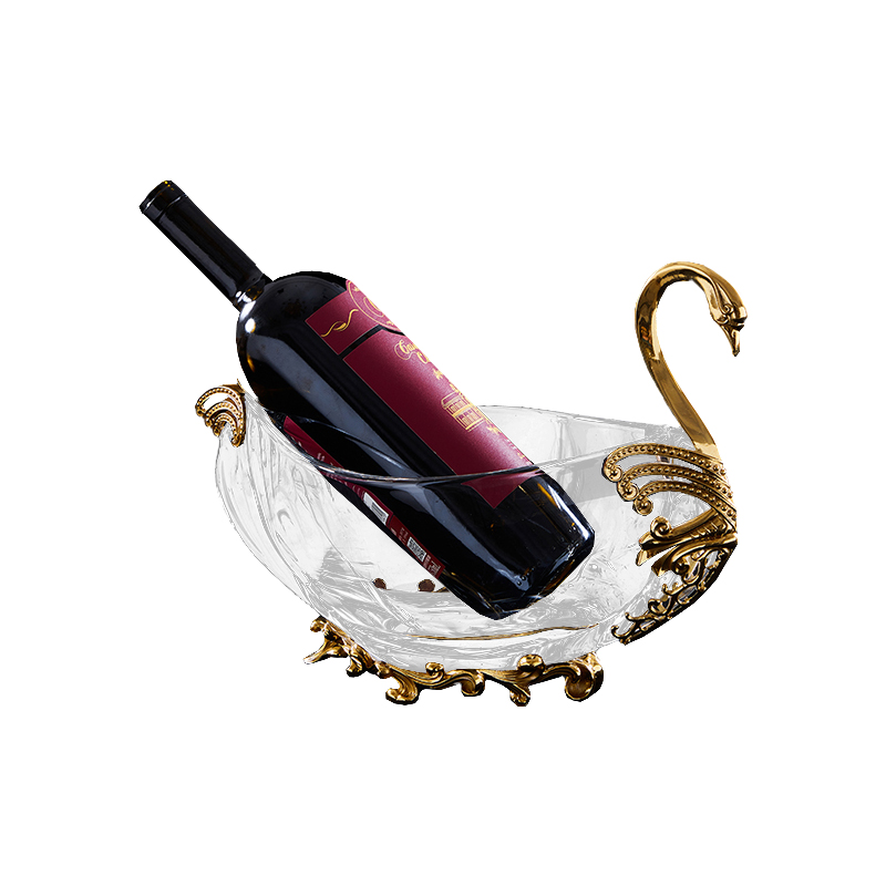 zsDesigns Hotel Villa Club Home Decor Luxury Golden Copper Elegant Swan Compote K9 Crystal Glass Fruit Plate