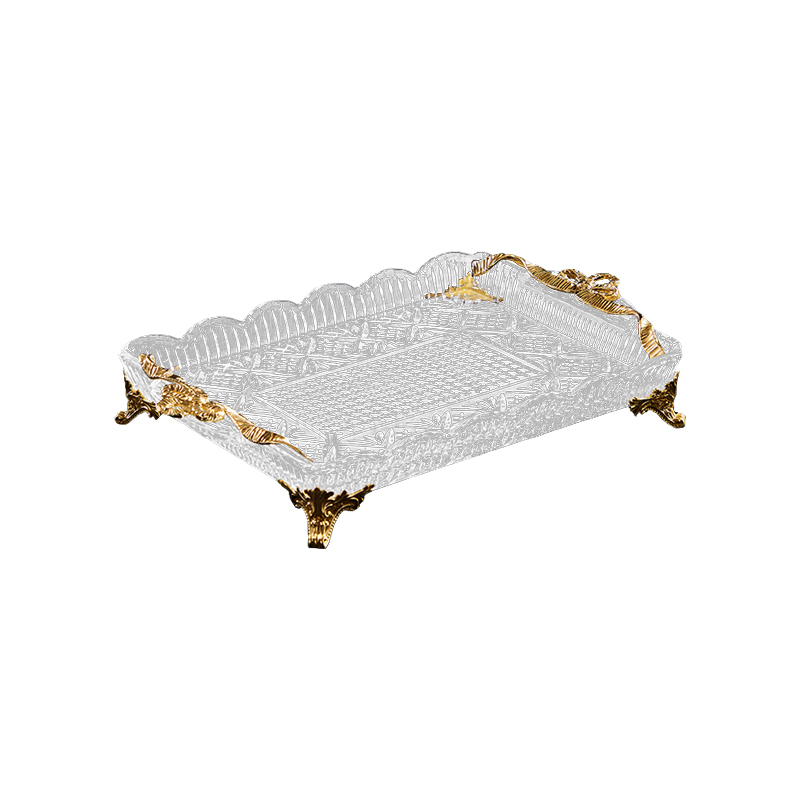 High-end Workmanship Hotel Restaurant Club Coffee Shop Home Decor Party Carving Copper Base Crystal Food Fruit Trays