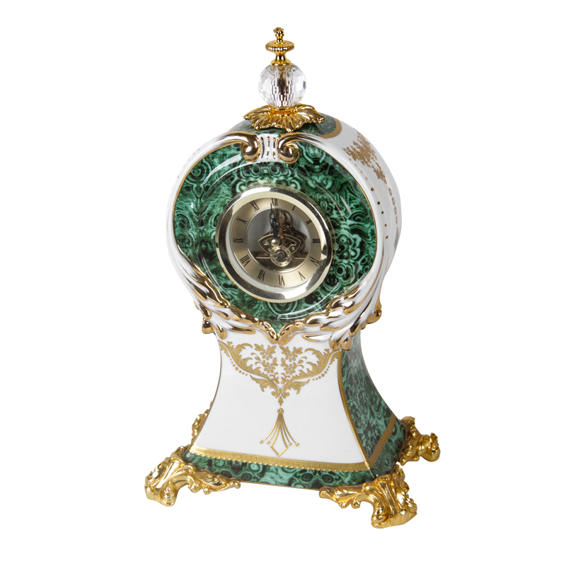 Traditional chungs porcelain decoration for indoor design home accessories with unique design exquisite green ceramic desk clock