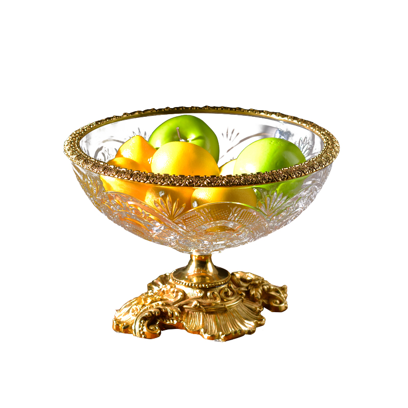 Luxury Creative Glass Dried Fruit Candy Plate Service ware Snack Tray Dishes Christmas crystal fruit plate bowl