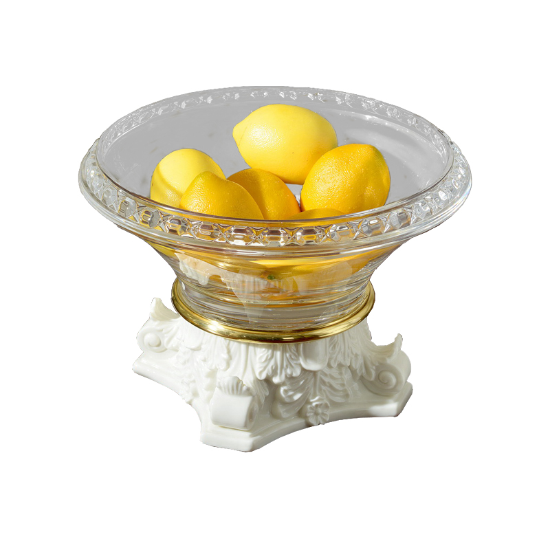 Wholesale European luxury  K9 crystal fruit plate candy bowl copper decorativemetal fruit bowl