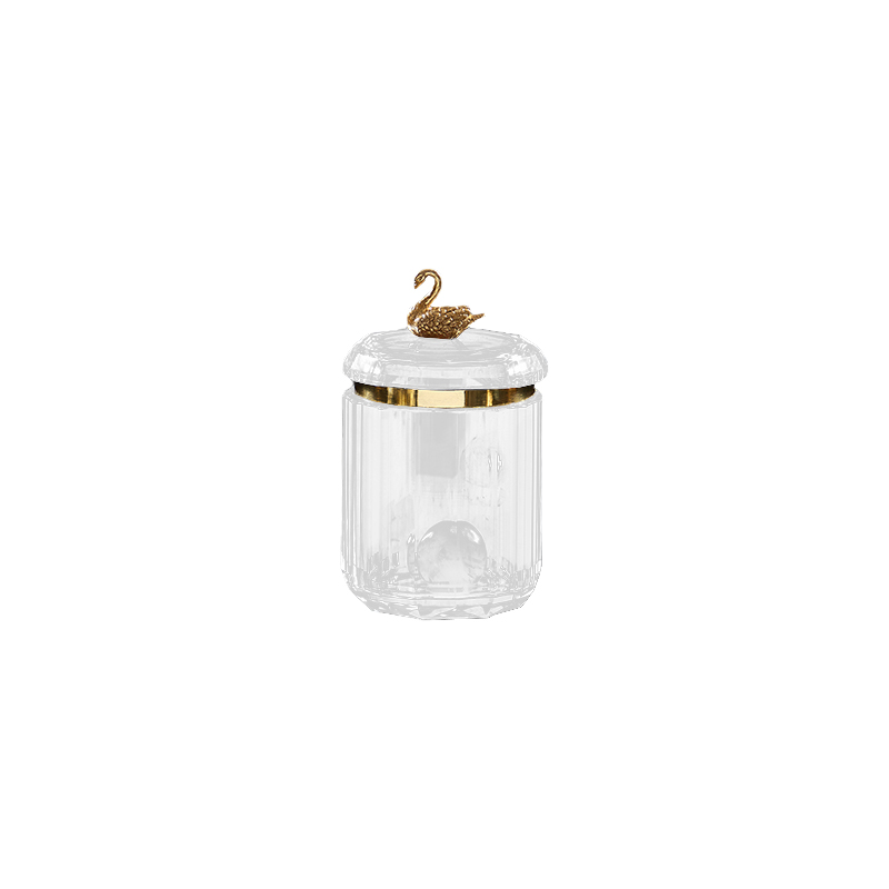 Luxury Party Wedding Home Decor Modern Accent Piece Copper Carving Swan K9 Crystal Candy Jar with Lid Set