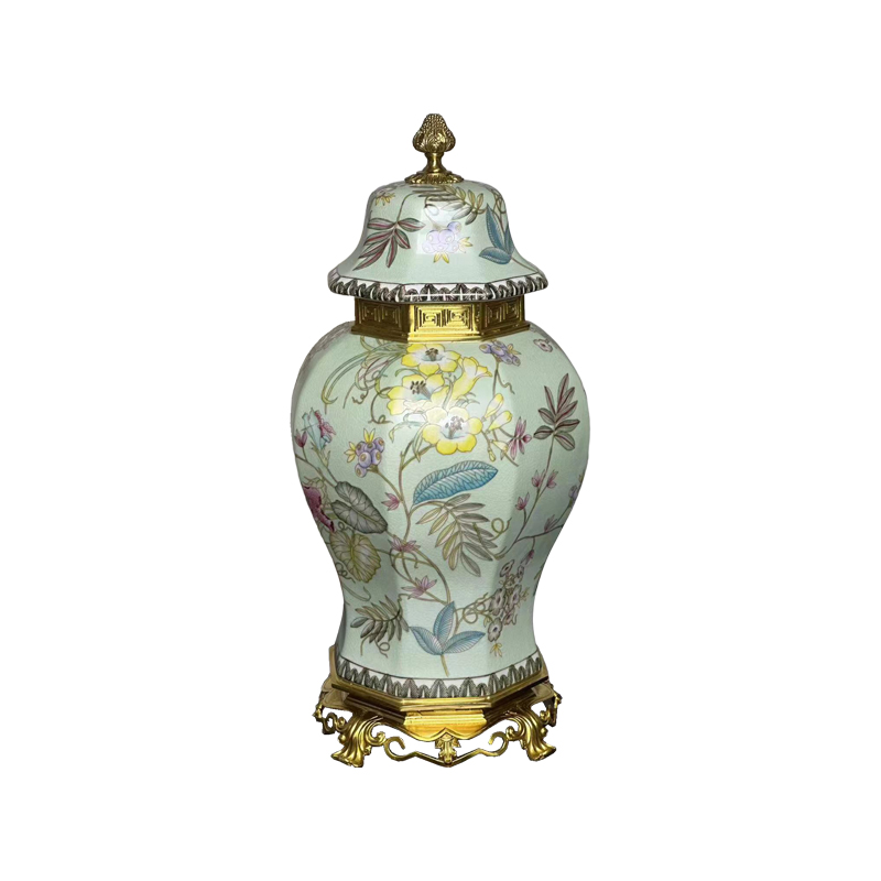 Best-selling new design ceramic tank cover jar celadon ginger jar home decoration