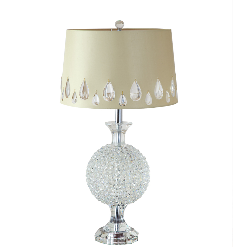 Silk Cloth Cover Desk Night Light Modern Luxury Lovely Bedside Lighting Elegant Clear Crystal Ball Modern Led Table Lamp