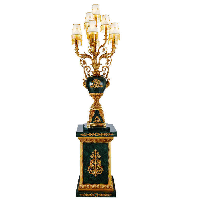 large euro french Luxury royal hotel vila castal door hall palace crystal  brass marble floor lamp tall stand lights lighting
