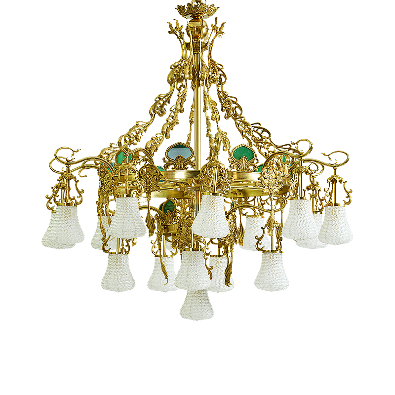 Best quality European classic  french style 16 light glass brass crystal chandelier for high ceiling