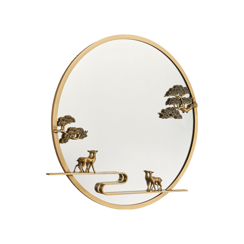 High quality Hotel Villa Club Bathroom Interior Design Furniture Copper Framed Decoration Vintage Wall Mirrors