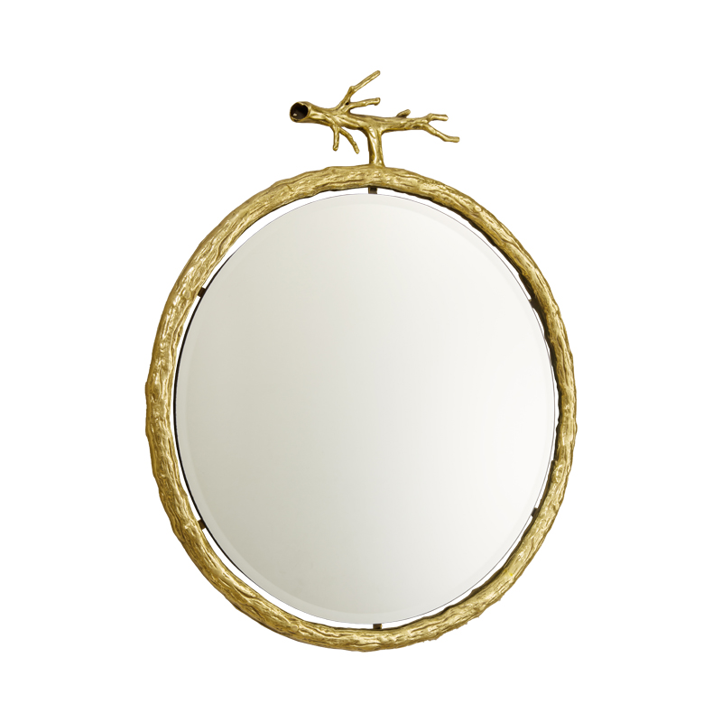 High-end Bath Room Interior Design Handmade Decorated Copper Frame Decorative Metal Wall Mirror