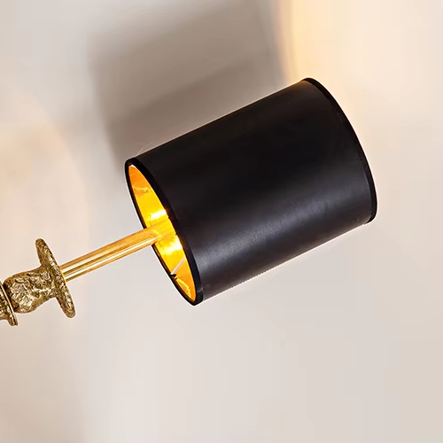 modern  art deco torch copper metal brass lamp body single head wall sconces light lighting for hotel/home with black lampshade