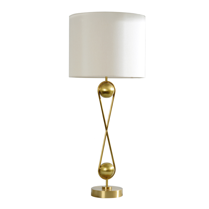 White and Brass Table Lamp Post Modern Led Bedside Lamp & Two Solid Copper Balls Modern Led Desk Light