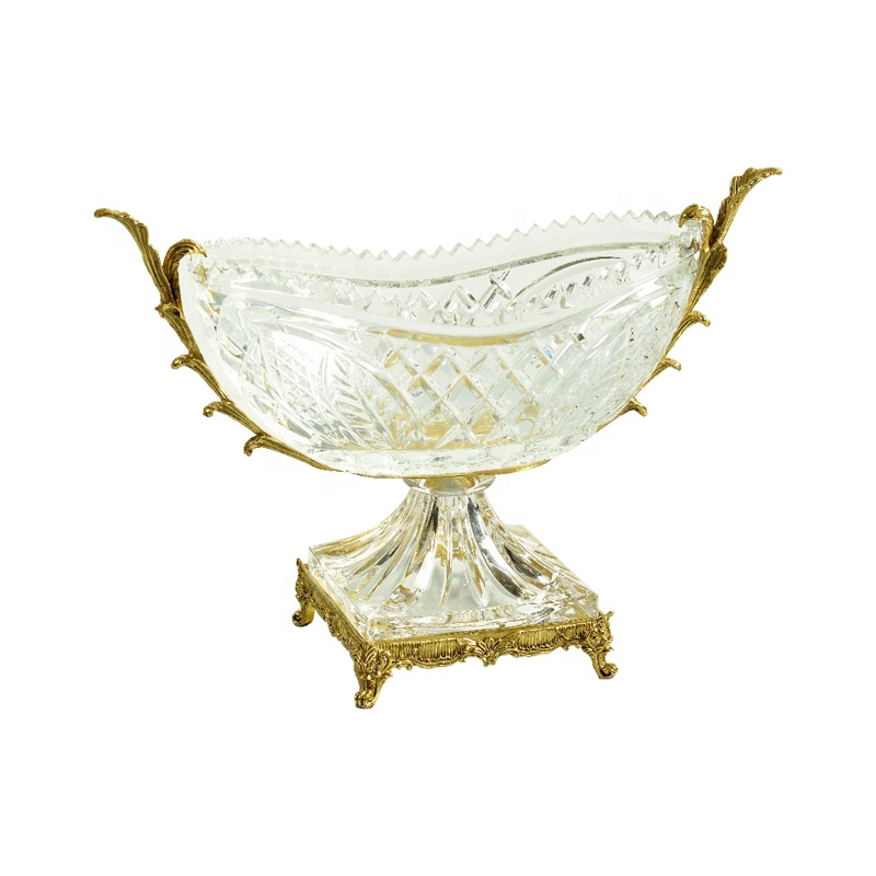Home Decoration Luxury Europe Glass Salad Bowls Crystal Decorative Fruit Plates Bowl