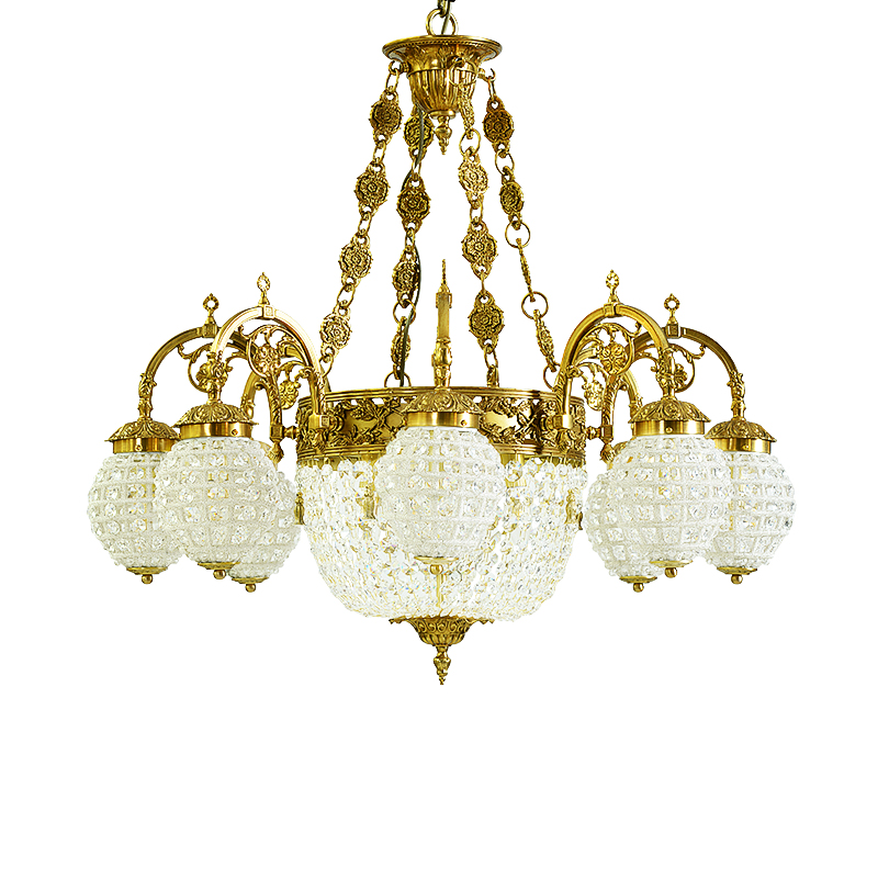 19th Century Morocco Vintage Baroque Handmade Crystal Beaded Ball Chandelier for Wedding Centerpiece with European Luxury Style