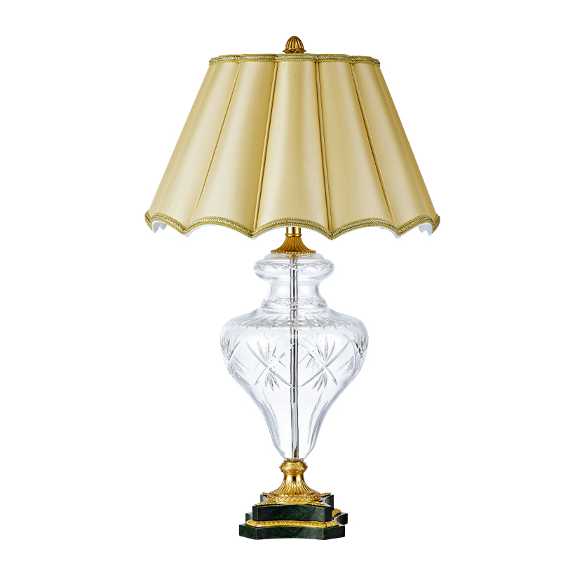 Metal Hotel Table Lamp with Brass and Clear Glass Material Led Desk Lamp Green Marble Base Modern Bed Side Lamps