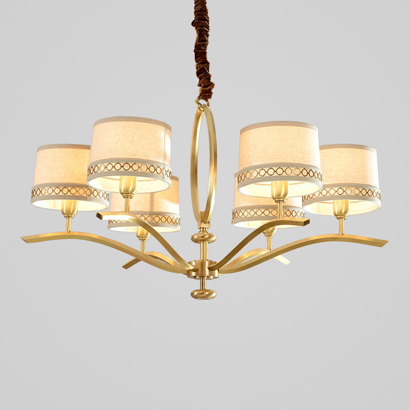 Best Selling Luxury classic antique chandelier light american style for dinner room with fabric shade