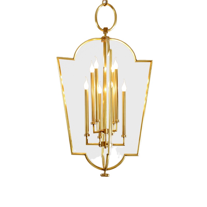 Elegant simple creative design cage lantern globe chandelier hanging lamp wholesale brass lighting