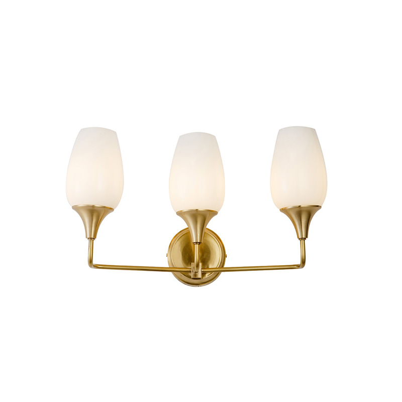 Simple Design Led/E27/E14 Wall Lamp 1/3-Light with Copper and White Color Glass Material Small Modern Wall Mounted Sconce Light