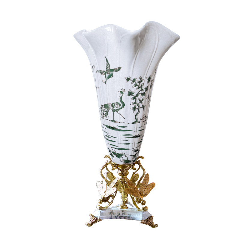 Zhongshan factory  peacock painting Ceramic vase  home decor accessories for hotel office home decor