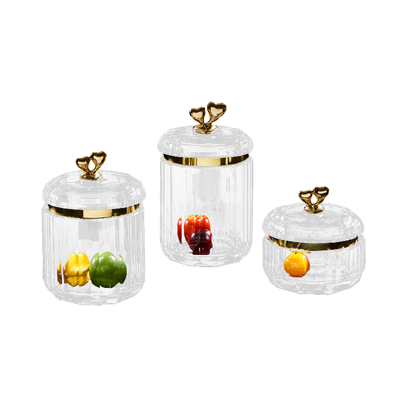 zsDesigns Hotel Villa Party Home Decor Ornament Dry Fruit Bottle Luxury Golden Copper Clear K9 Crystal Candy Jar