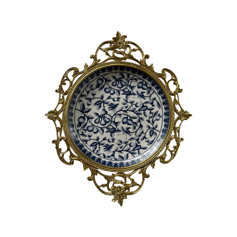 Ceramic with brass painted pattern wall hanging board home decoration arts and crafts accessories wall hanging