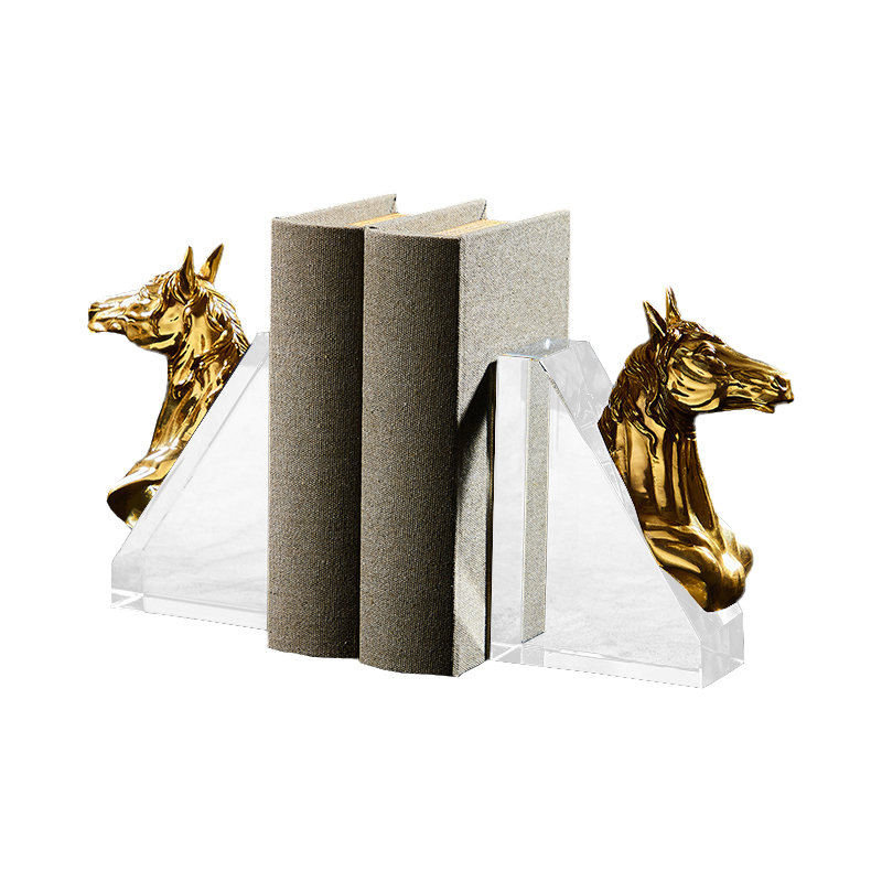 zsdDesigns Handcrafted Luxury Golden Copper Horse Head  Decoration Book End Home Decor Animals Bookends