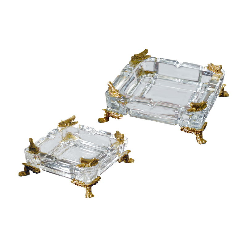Factory Wholesale Hotel Villa Club Home Decor Smoking Accessories Square Clear Crystal Cigar Ashtray