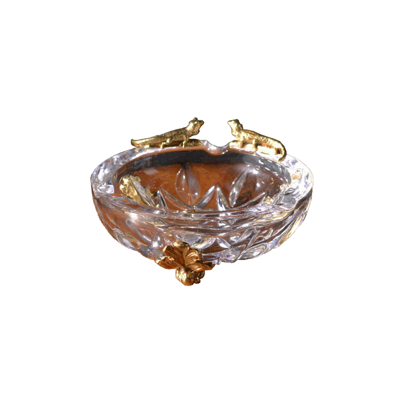 Modern factory High quality luxury custom designed cigar smoke ashtrays Luxury brass and crystal ashtrays