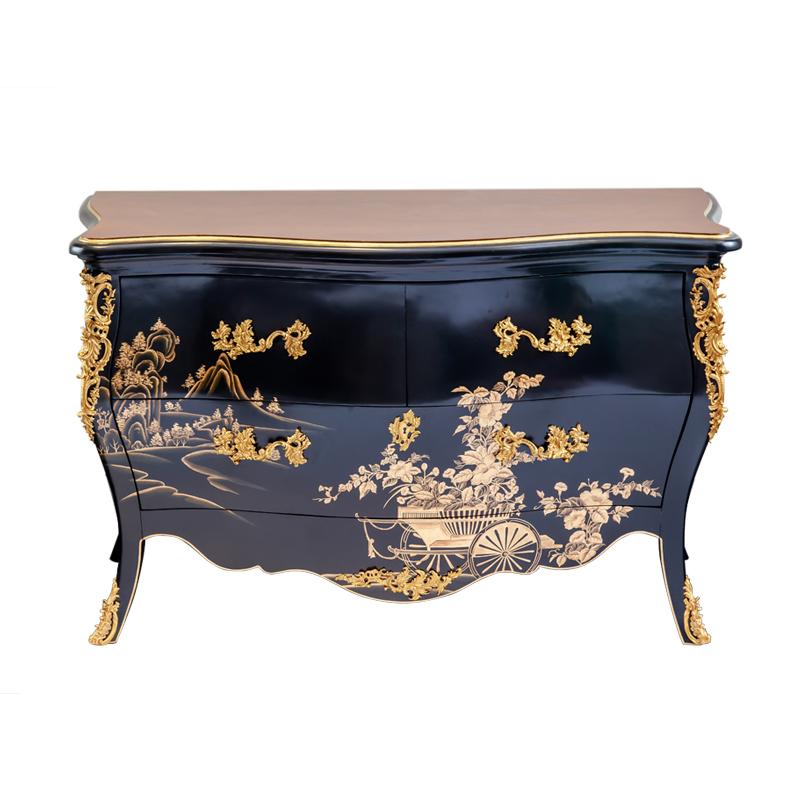 Direct factory own design custom painted dewaxing console table antique brass home furniture storage wood cabinets