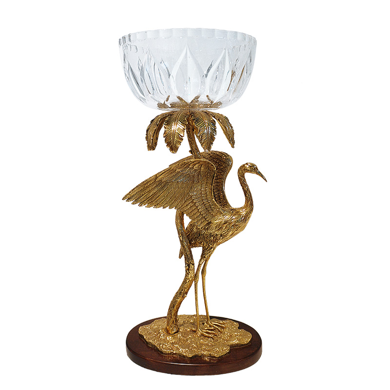 Retro vintage brass antique decoration for hotel living room home with crane decor fruit plate