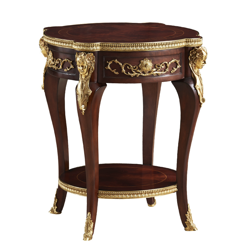 China Manufacturer wooden brass classical antique furniture antique high end chair  side table for living room office and hotel