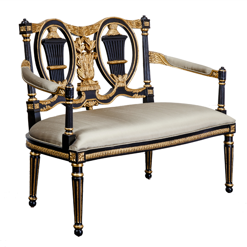 China Factory Manufacture Living Room/Bedroom Nordic Loveseat French Style Double Chair Modern Carved Armrest Chair Furniture